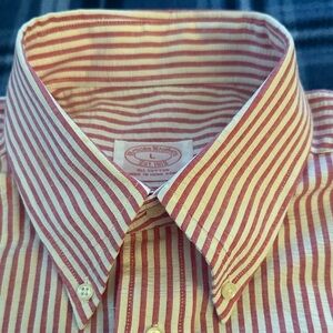 Brooks Brothers Men's Red and White Striped Shirt